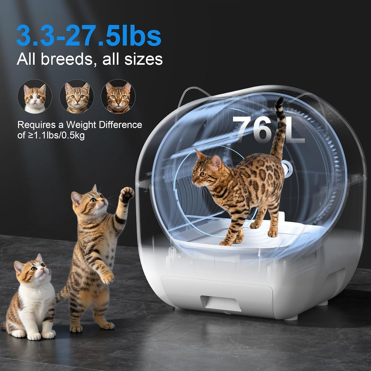 Self-Cleaning Cat Litter Box – 76L Automatic Cat Toilet with App Control