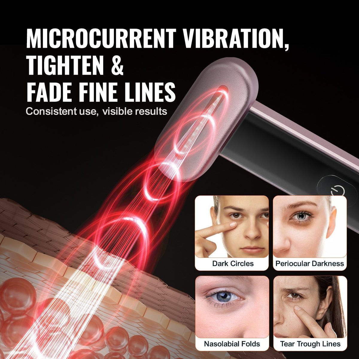 Red Light Therapy Wand For Face And Neck, 3-in-1 LED Facial Wand Red Light Therapy Device With Heating Therapy| Vibrating Facial Massage, Portable LED Beauty Wand