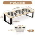 Elevated Cat Feeder with 3 Stainless Steel Bowls – Raised Pet Feeding Station