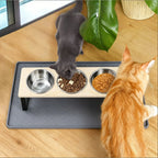 Elevated Cat Feeder with 3 Stainless Steel Bowls – Raised Pet Feeding Station