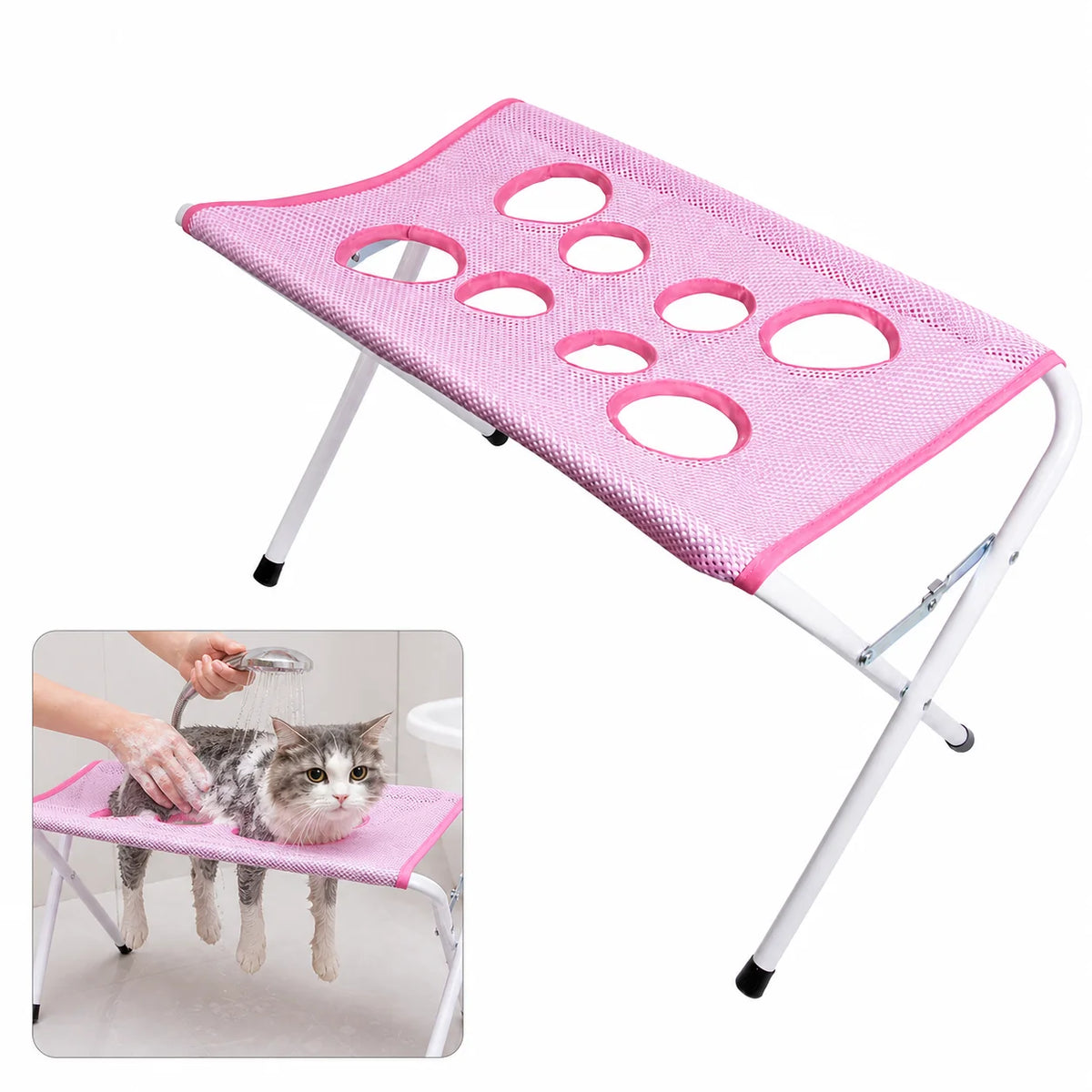 Pet Grooming Hammock – Hands-Free Bathing & Grooming Stand