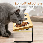 Elevated Cat Feeder with 3 Stainless Steel Bowls – Raised Pet Feeding Station