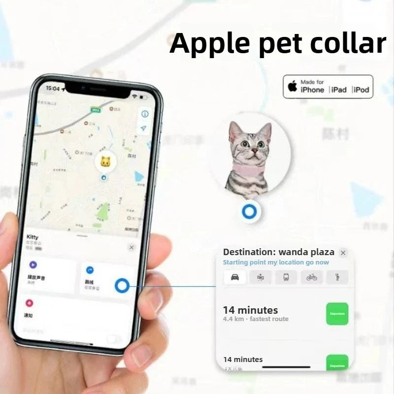 Mini Bluetooth GPS Pet Tracker for Dogs & Cats – Smart Collar Locator with Real-Time Location Tracking